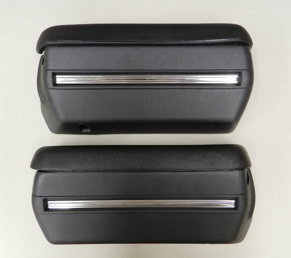 1968, 1969, 1970, 1971, 1972 GTO LeMans Armrest Pads & Base with Stainless Trim *Black*