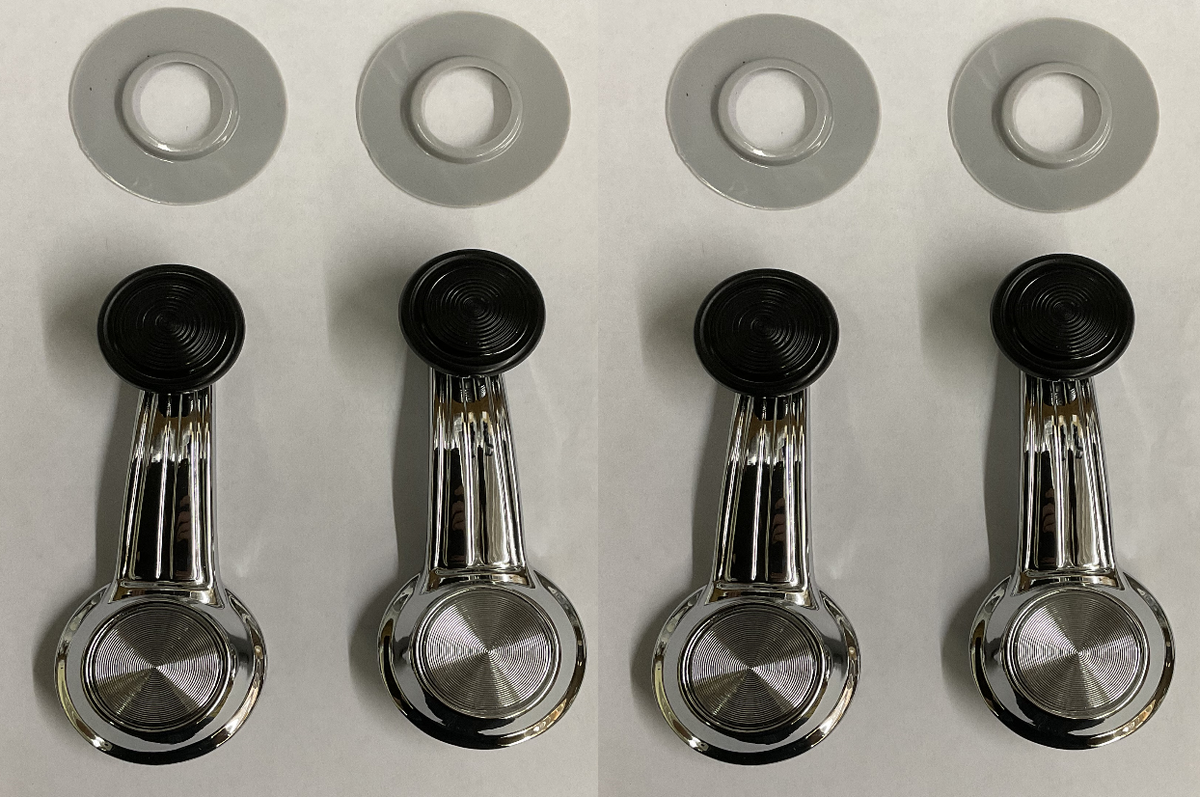 1968, 1969, 1970, 1971, 1972 Chevelle Window Crank Handle Kit 4pc Black Knob
