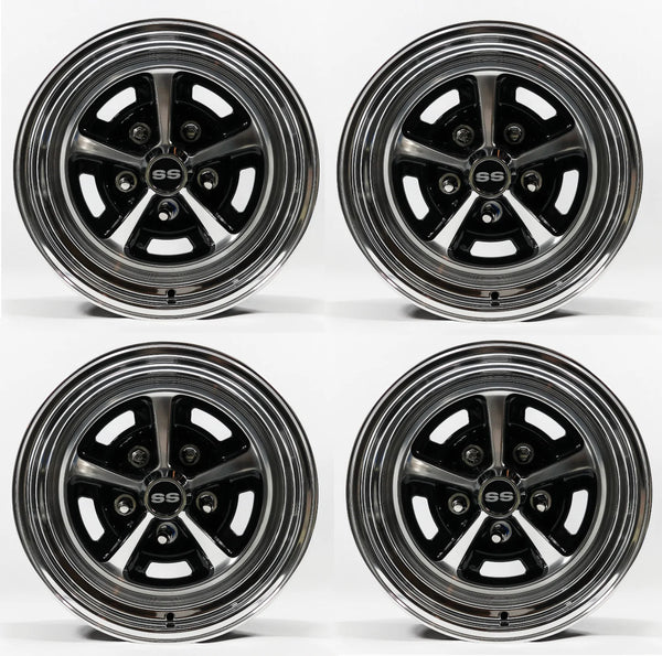 Chevelle/Monte Carlo Complete SS Rallye Wheel Staggered Set 15/8, 15/10